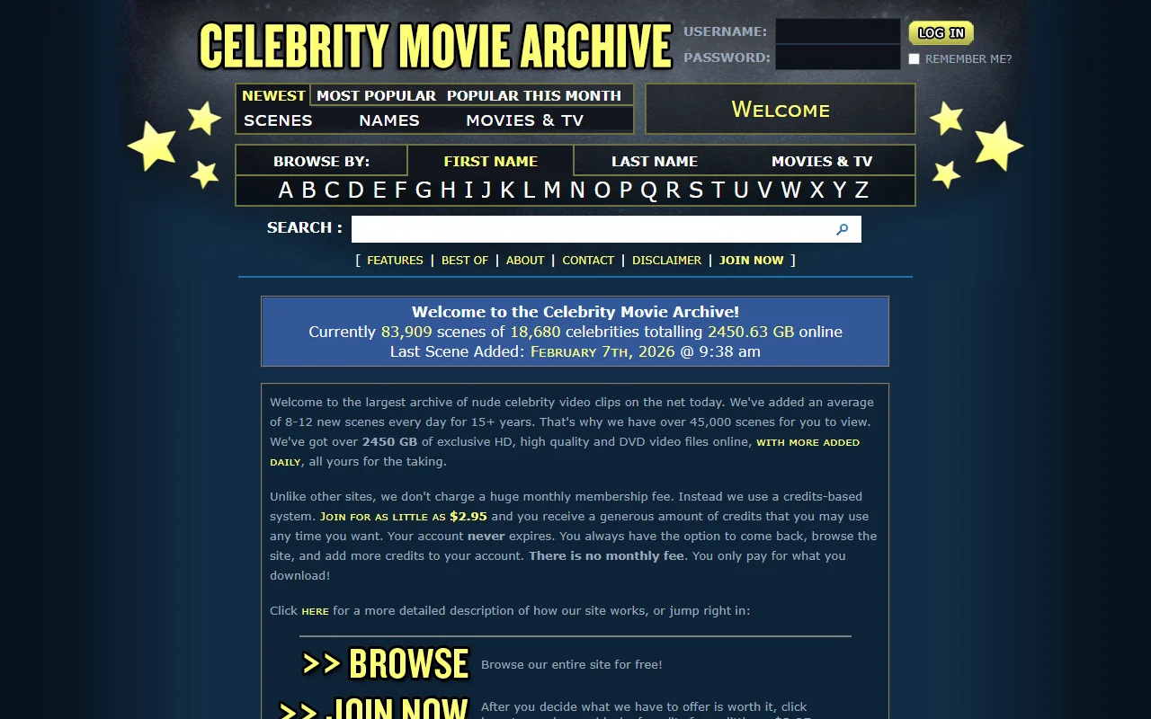 Screenshot: Celebritymoviearchive Screenshot of Celebritymoviearchive